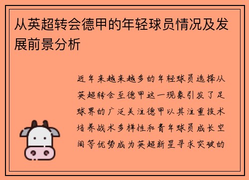 从英超转会德甲的年轻球员情况及发展前景分析